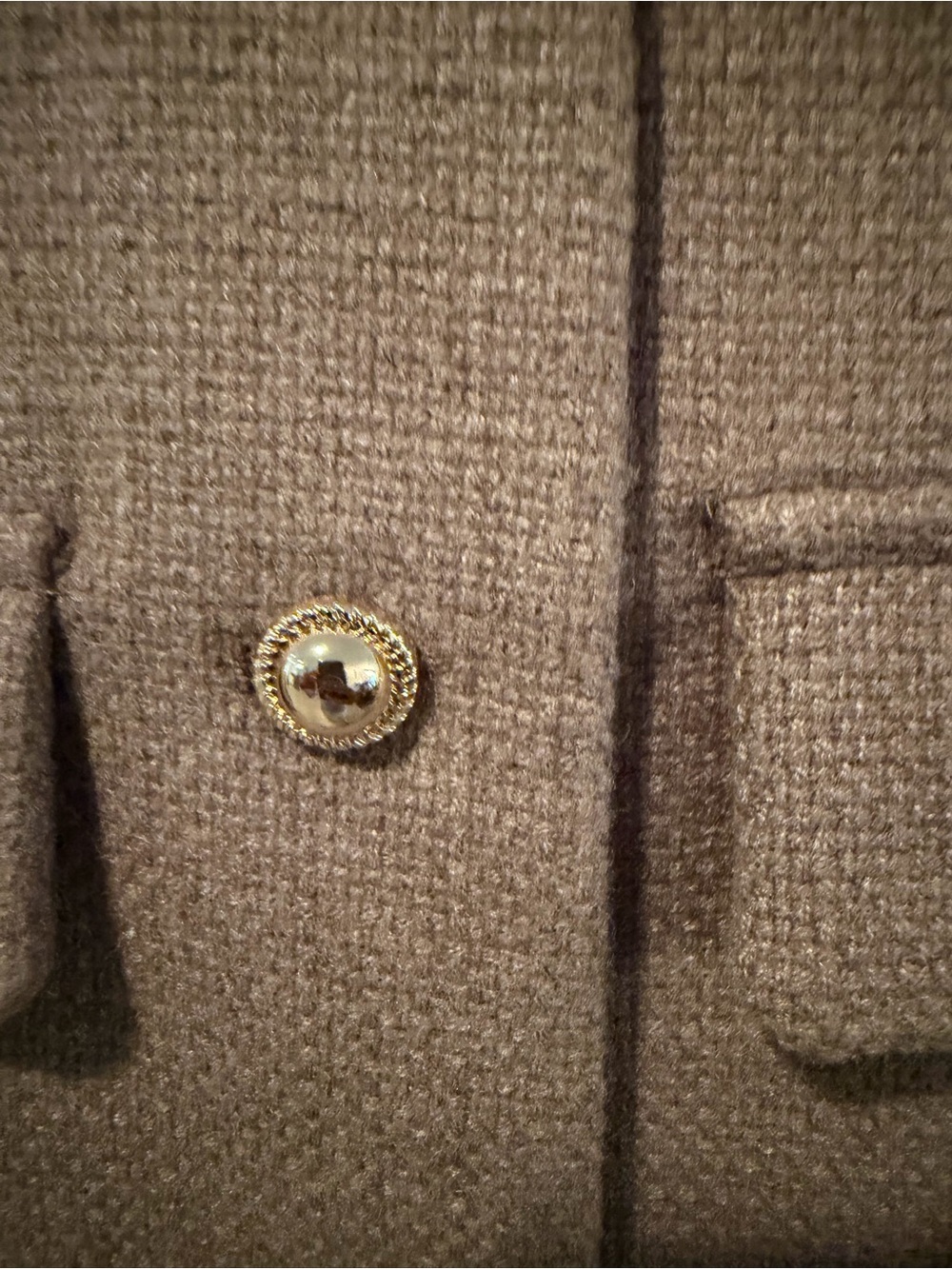 Zara Taupe Cropped Boxy Jacket with Gold Buttons - Picture 2 of 3